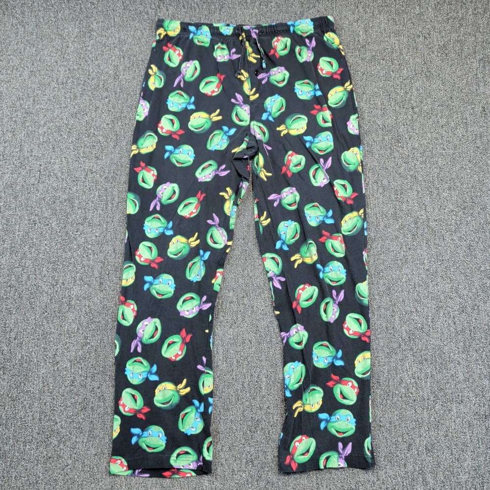 Teenage Mutant Ninja Turtles Retro Pajama Pants Medium Black All Over Print TMNT